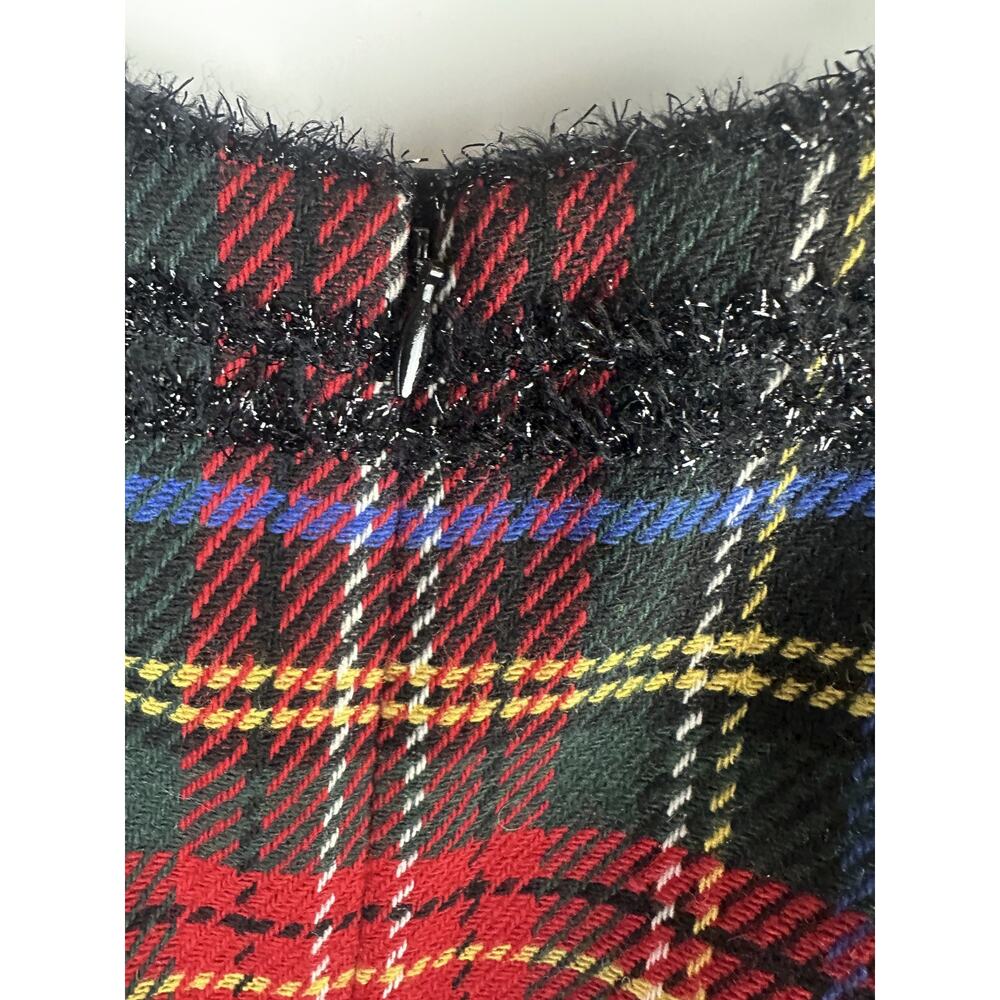 J.Crew Holiday Tartan Sheath Shift Dress Sleeveless Tweed Lace Red Plaid Size 8 - Picture 12 of 16